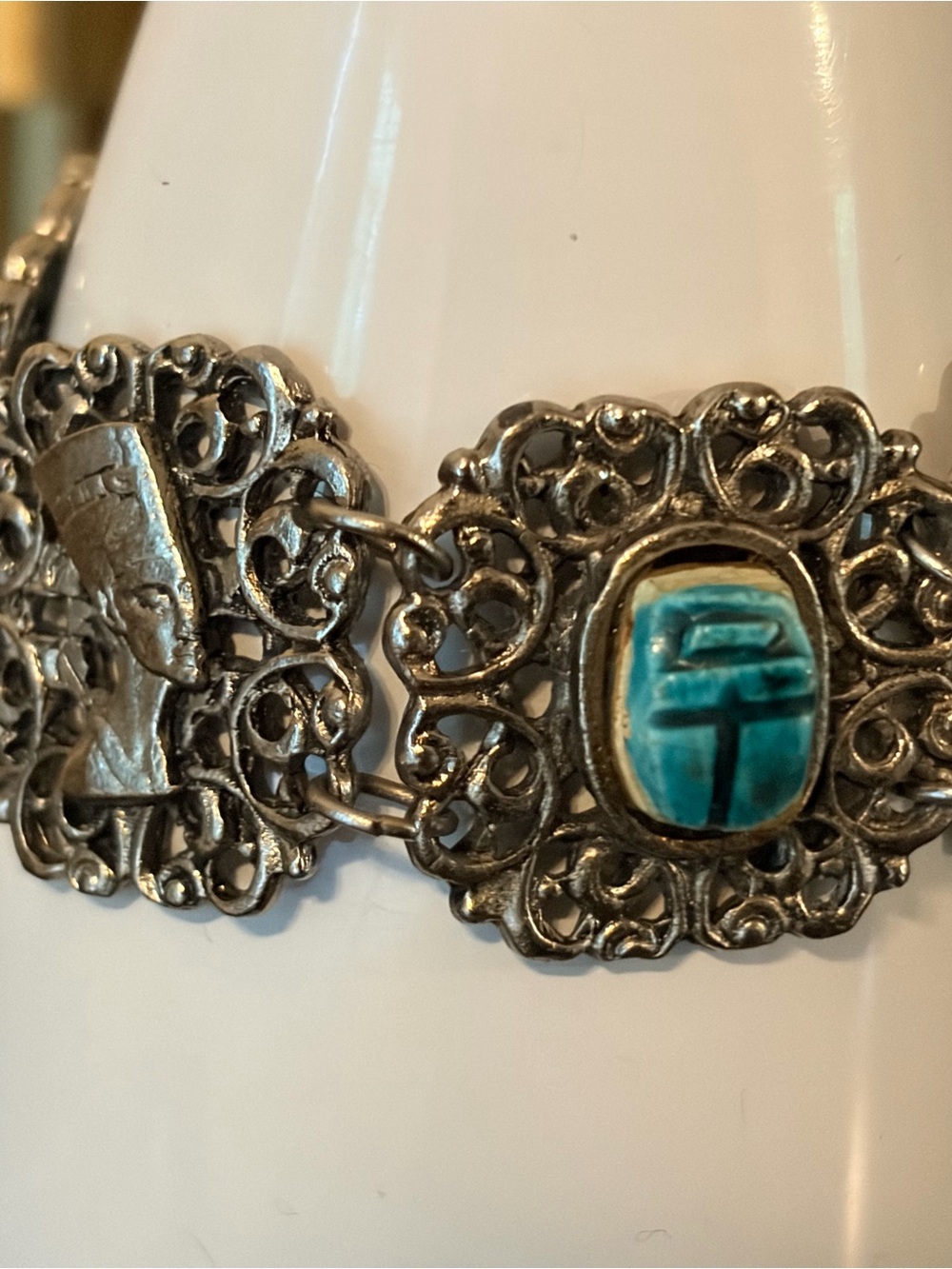 Artisan Silver-Tone Bracelet with Turquoise Accent